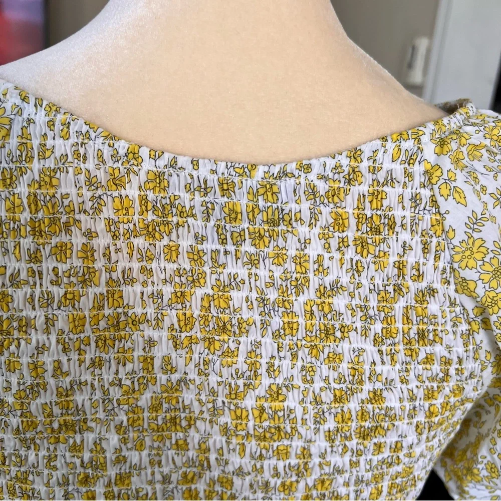 J crew Fitted puff-sleeve top in Liberty Capel fabric size 8 women’s 100% cotton